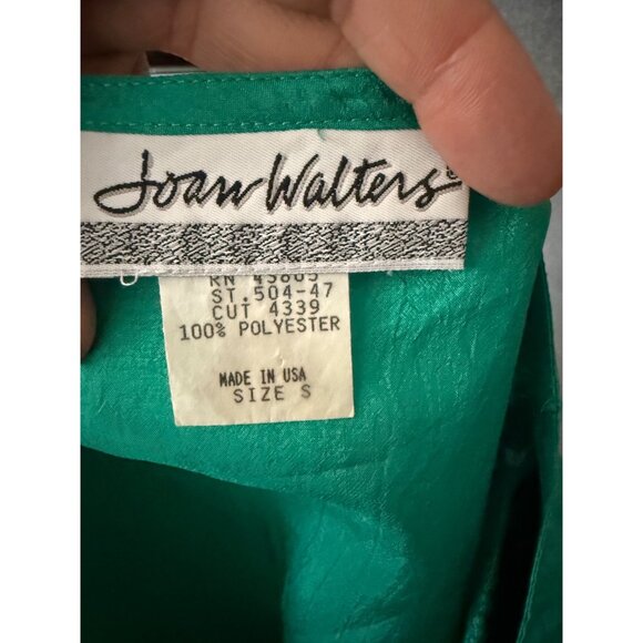 Vintage Joan Walters Green & Purple Polyester Short Sleeve Blouse Size S Made In - Picture 4 of 4